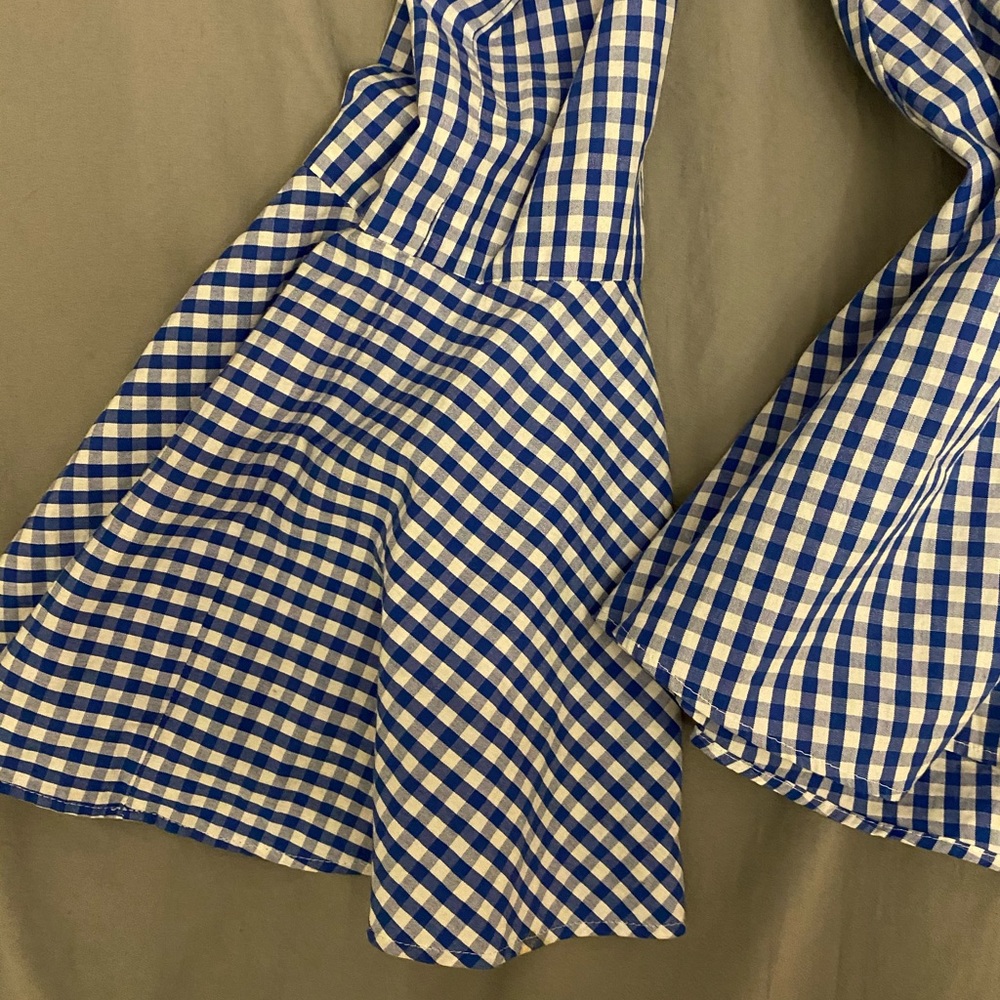 Zara Blue Gingham Shirt with Flared Sleeve Size XS - Picture 4 of 6
